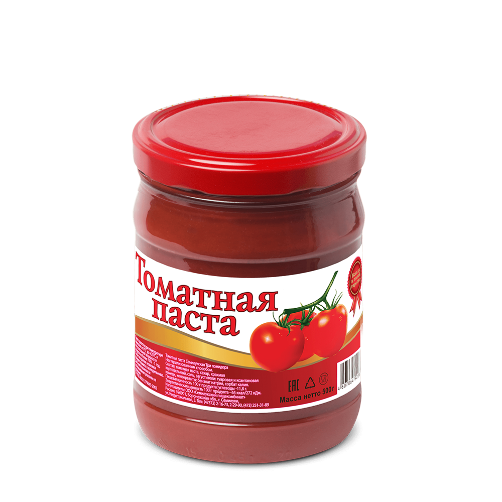 Tomato Paste "Semilyukskaya trapeza"  "Three Tomatoes" 500 Gr